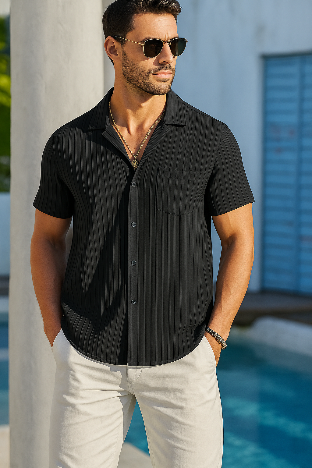 Black Popcorn Half Sleeves Shirt for Men (SIZE-M,L,XL)