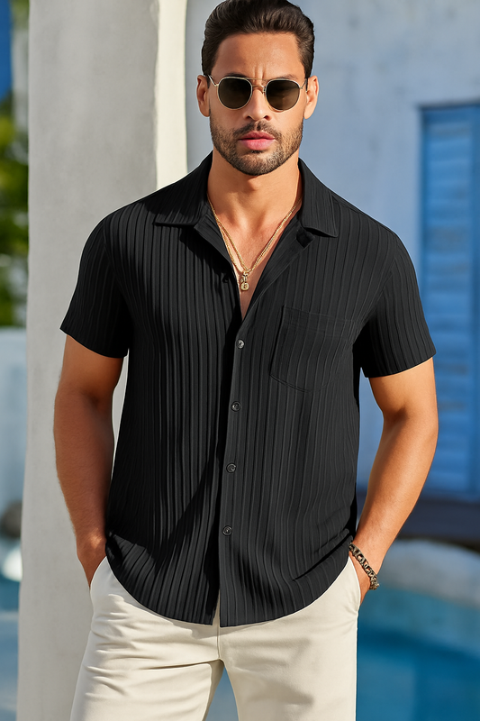 Black Popcorn Half Sleeves Shirt for Men (SIZE-M,L,XL)