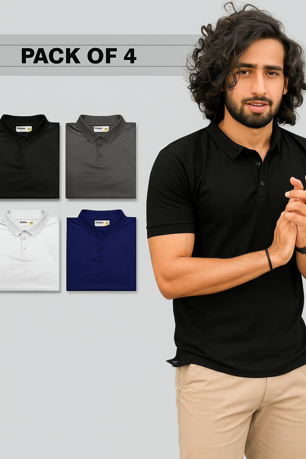 Poly Matte Solid Half Sleeves Mens Polo T-Shirt Pack Of 4