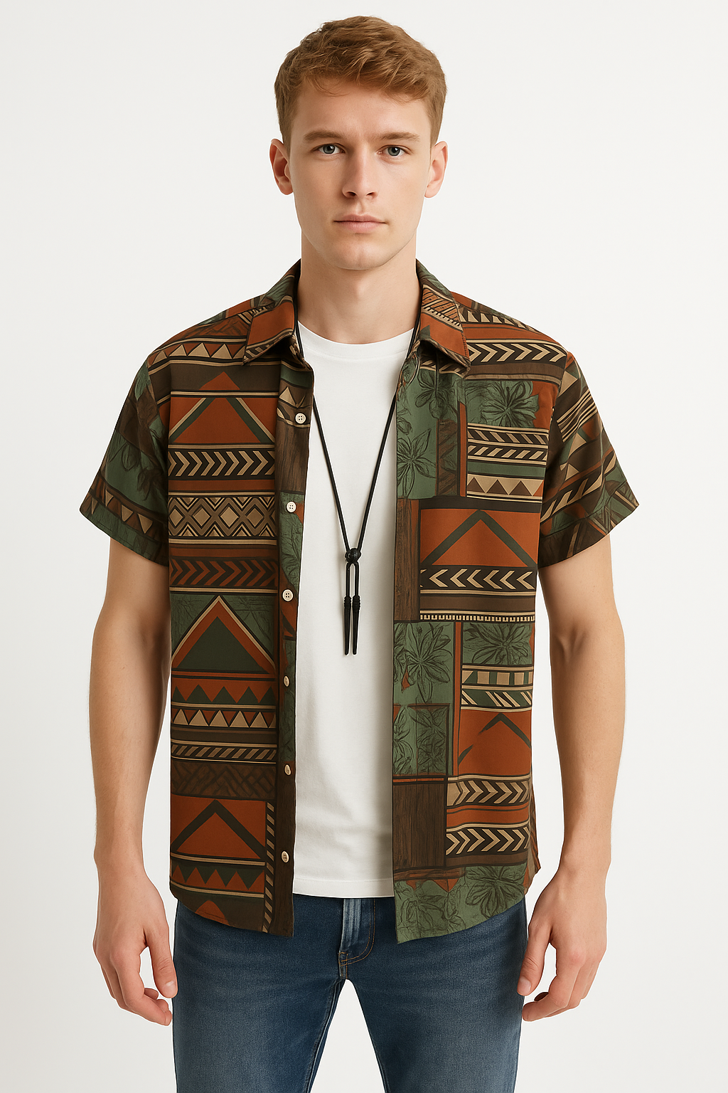 Men Regular Fit Printed Cut Away Collar Casual Shirt