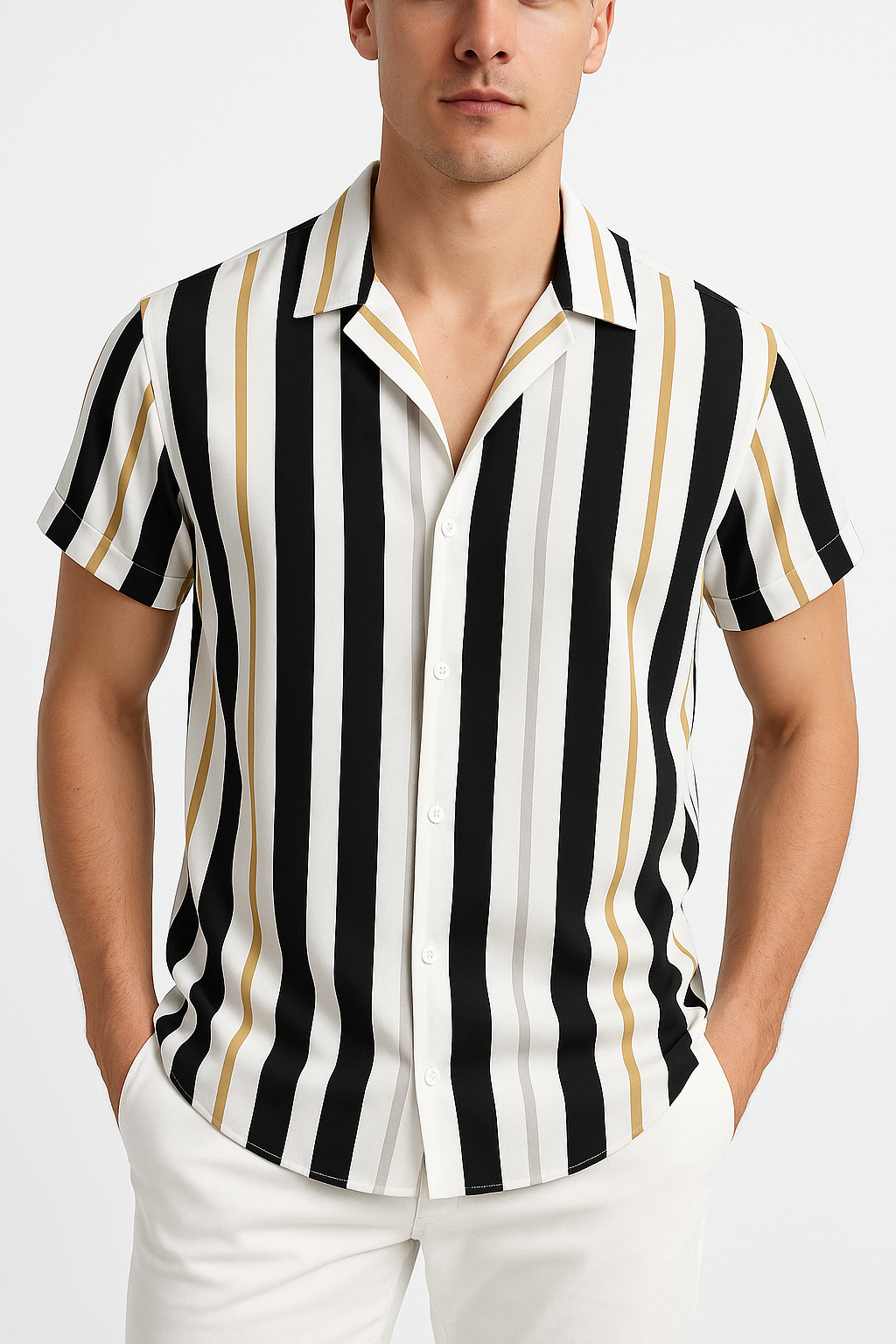 Men Regular, Super Slim Fit Striped Cut Away Collar Casual Shirt