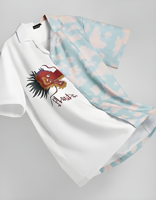 Men Slim Fit Printed Spread Collar Casual Shirt