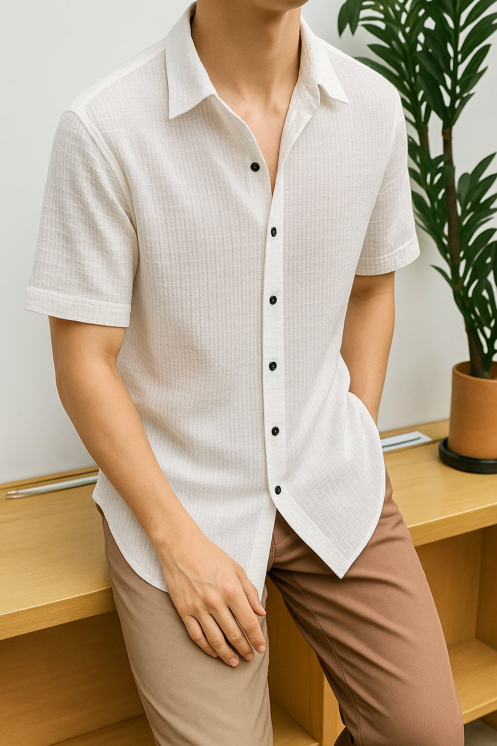 Men's Spread Collar Shirt