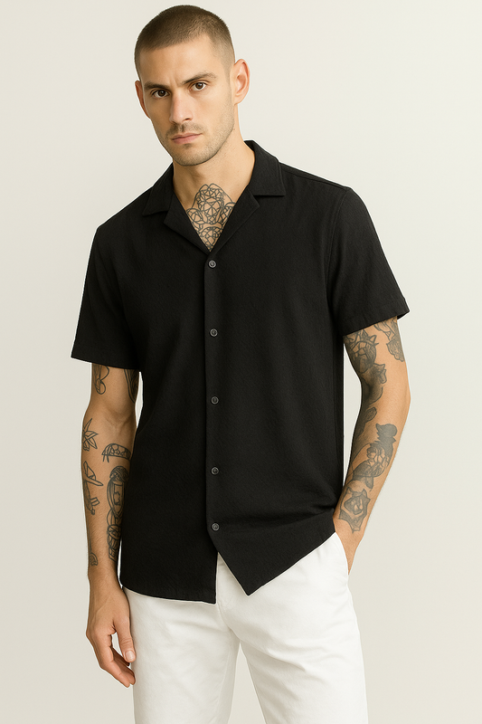 Men Regular Fit Self Design Club Collar Casual Shirt