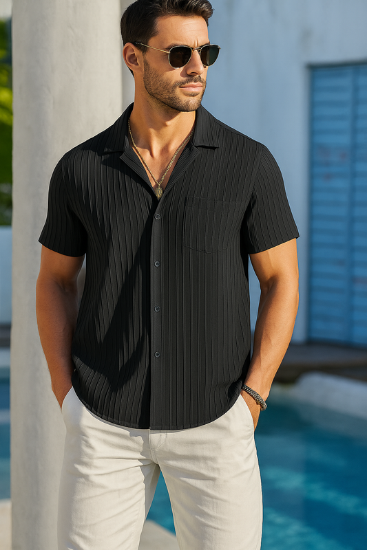 Black Popcorn Half Sleeves Shirt for Men (SIZE-M,L,XL)
