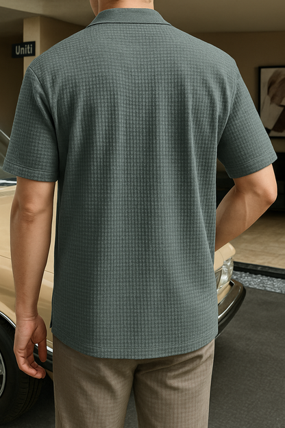 Men Regular Fit Self Design Spread Collar Casual Shirt