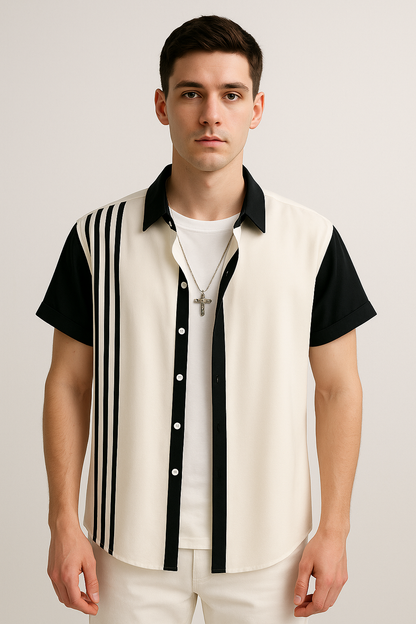 Men Relaxed Fit Striped Spread Collar Casual Shirt