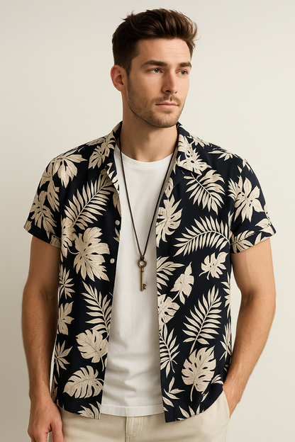 Men Regular Fit Printed Spread Collar Casual Shirt