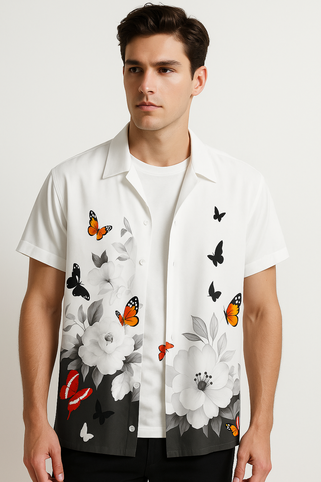 Men Regular, Super Slim Fit Printed Ribbed Collar Casual Shirt