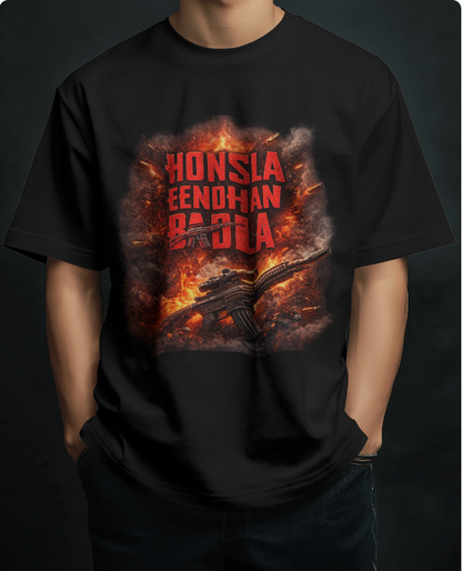 Famous Quote : Honsla Eendhan Badla Oversize T-Shirt