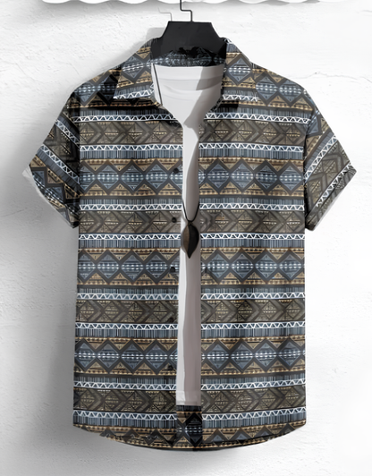 Men Regular Fit Printed Spread Collar Casual Shirt