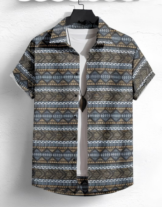 Men Regular Fit Printed Spread Collar Casual Shirt