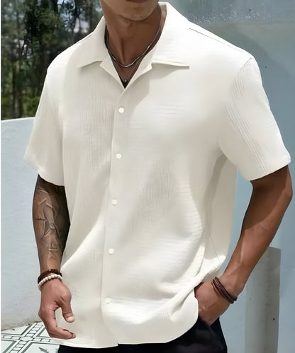 Men Regular Fit Solid Club Collar Casual Shirt