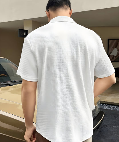 Men Regular Fit Solid Club Collar Casual Shirt