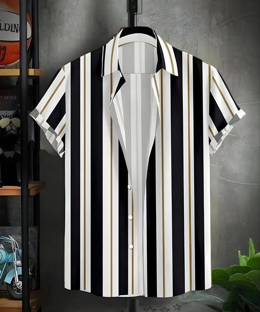 Men Regular, Super Slim Fit Striped Cut Away Collar Casual Shirt
