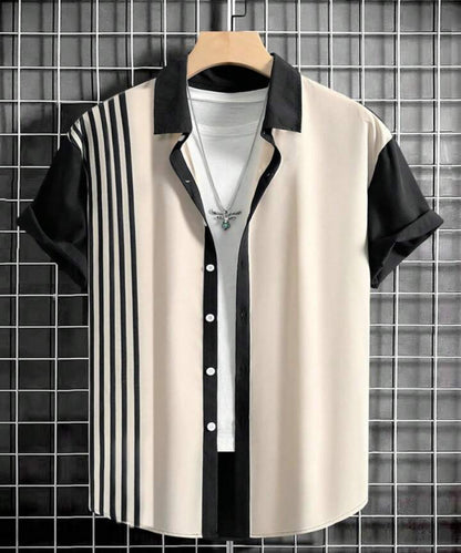 Men Relaxed Fit Striped Spread Collar Casual Shirt