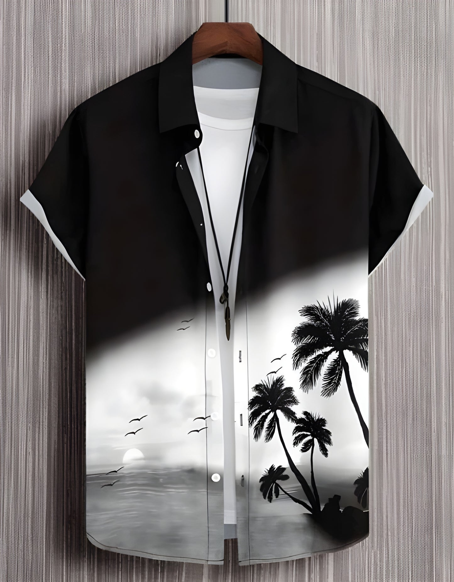 Men Slim Fit Printed Cut Away Collar Casual Shirt