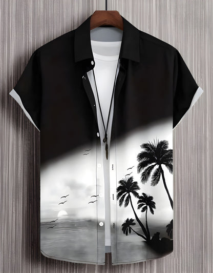 Men Slim Fit Printed Cut Away Collar Casual Shirt