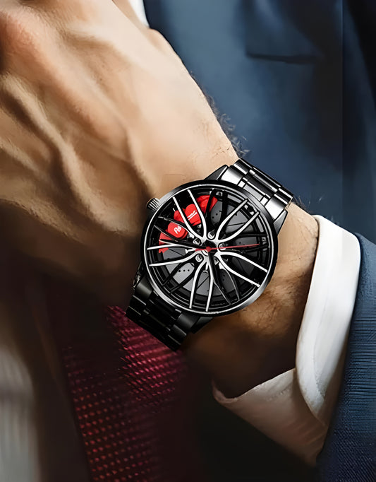 Men Watch Car Wheel Hub Dial 3D Waterproof Sports Watch