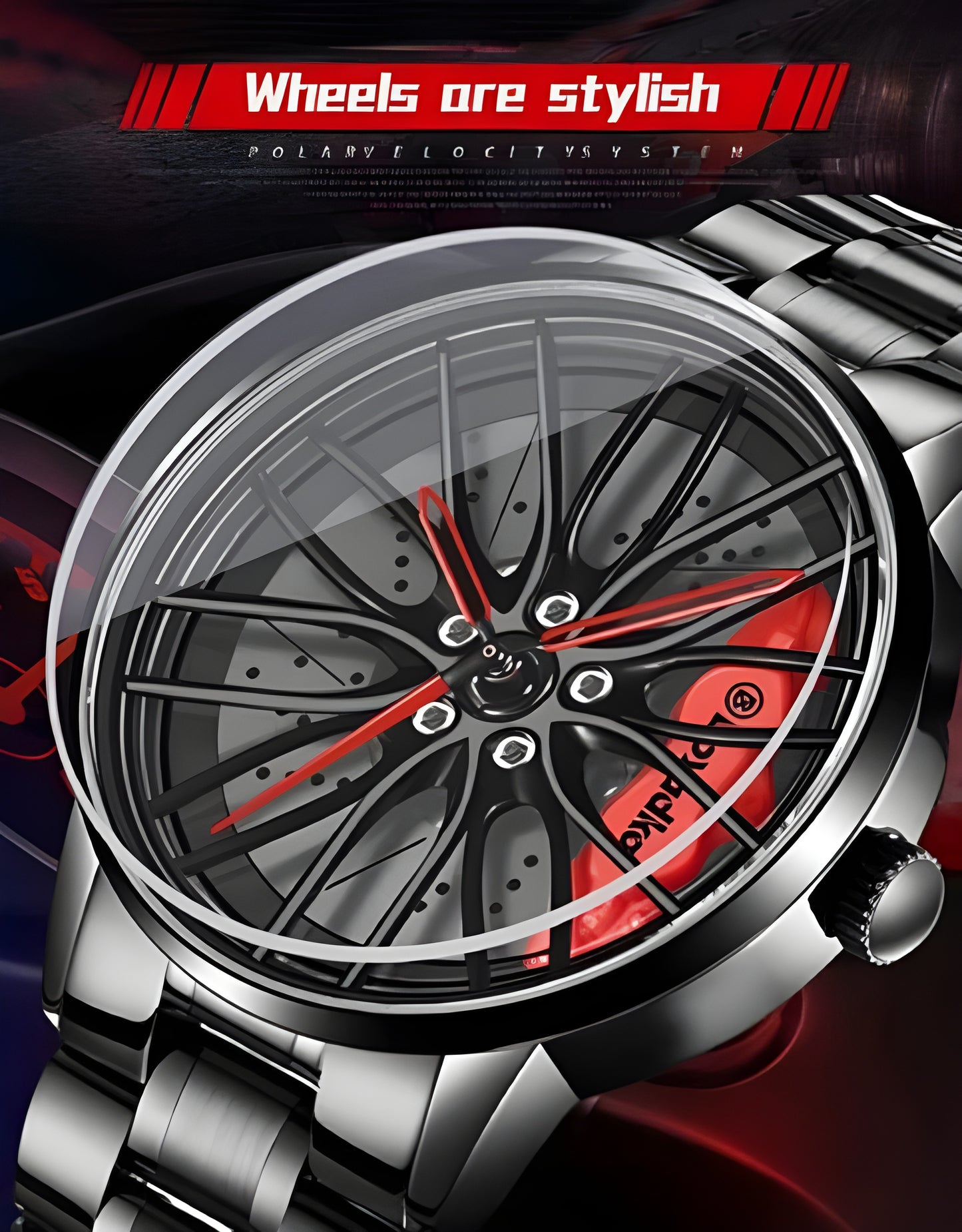 Men Watch Car Wheel Hub Dial 3D Waterproof Sports Watch