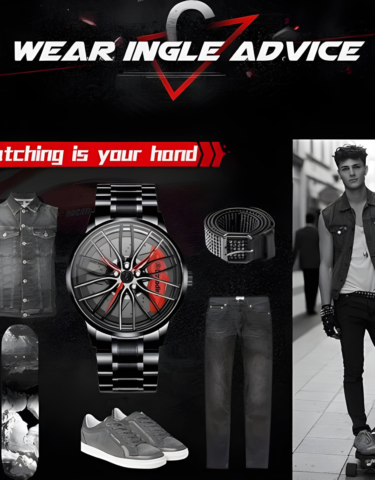 Men Watch Car Wheel Hub Dial 3D Waterproof Sports Watch